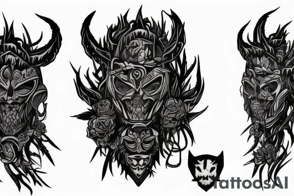 Thorns Hanya Mask Oni Dread Inspiring Badass Mural tattoo idea