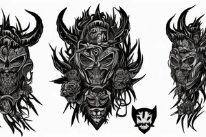 Thorns Hanya Mask Oni Dread Inspiring Badass Mural tattoo idea