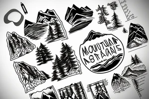 A mountain lake with trees tattoo idea