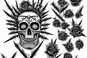 Skulls Thorns Dread Baddass Chains Barbed Wire tattoo idea