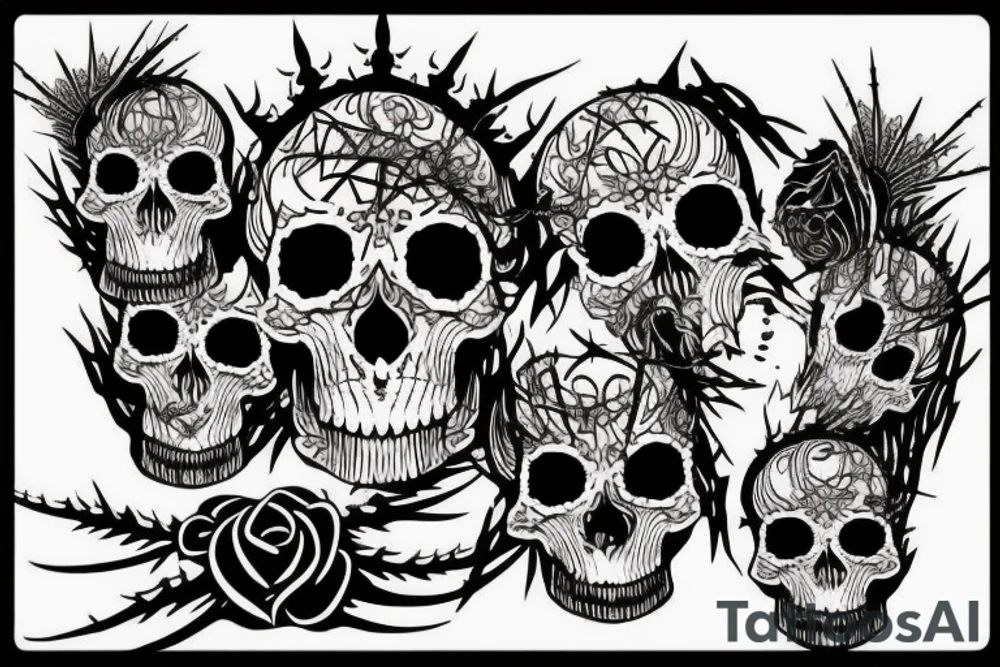 Skulls Thorns Dread Baddass Chains Barbed Wire tattoo idea