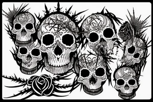 Skulls Thorns Dread Baddass Chains Barbed Wire tattoo idea