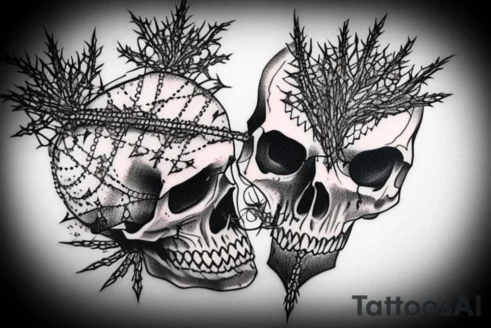 Skulls Thorns Dread Baddass Chains Barbed Wire tattoo idea