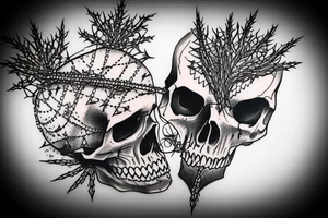 Skulls Thorns Dread Baddass Chains Barbed Wire tattoo idea