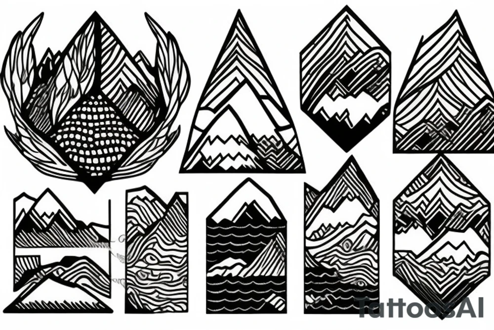 A mountain lake with trees tattoo idea