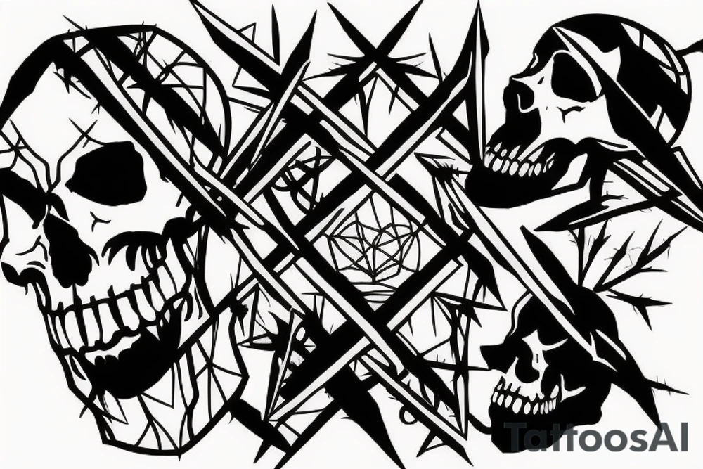 Skulls Thorns Dread Baddass Chains Barbed Wire tattoo idea