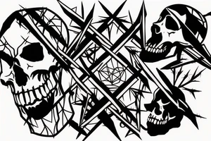 Skulls Thorns Dread Baddass Chains Barbed Wire tattoo idea