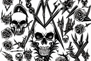 Skulls Thorns Dread Baddass Chains Barbed Wire tattoo idea