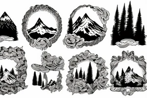 A mountain lake with trees tattoo idea