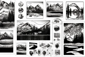 A mountain lake with trees tattoo idea
