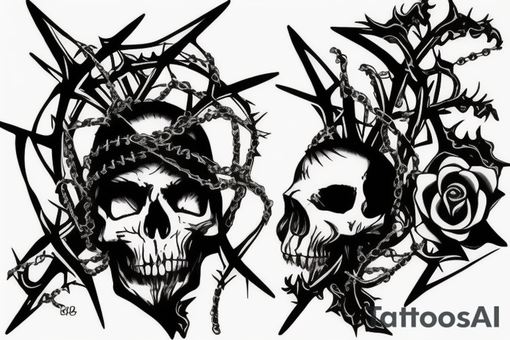 Skulls Thorns Dread Baddass Chains Barbed Wire tattoo idea Skulls Thorns Dread Baddass Chains Barbed Wire tattoo idea
