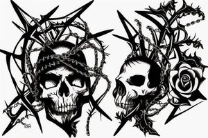 Skulls Thorns Dread Baddass Chains Barbed Wire tattoo idea