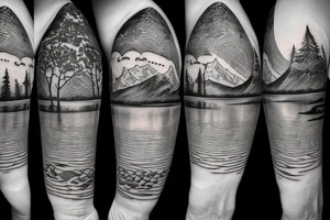 A mountain lake with trees tattoo idea