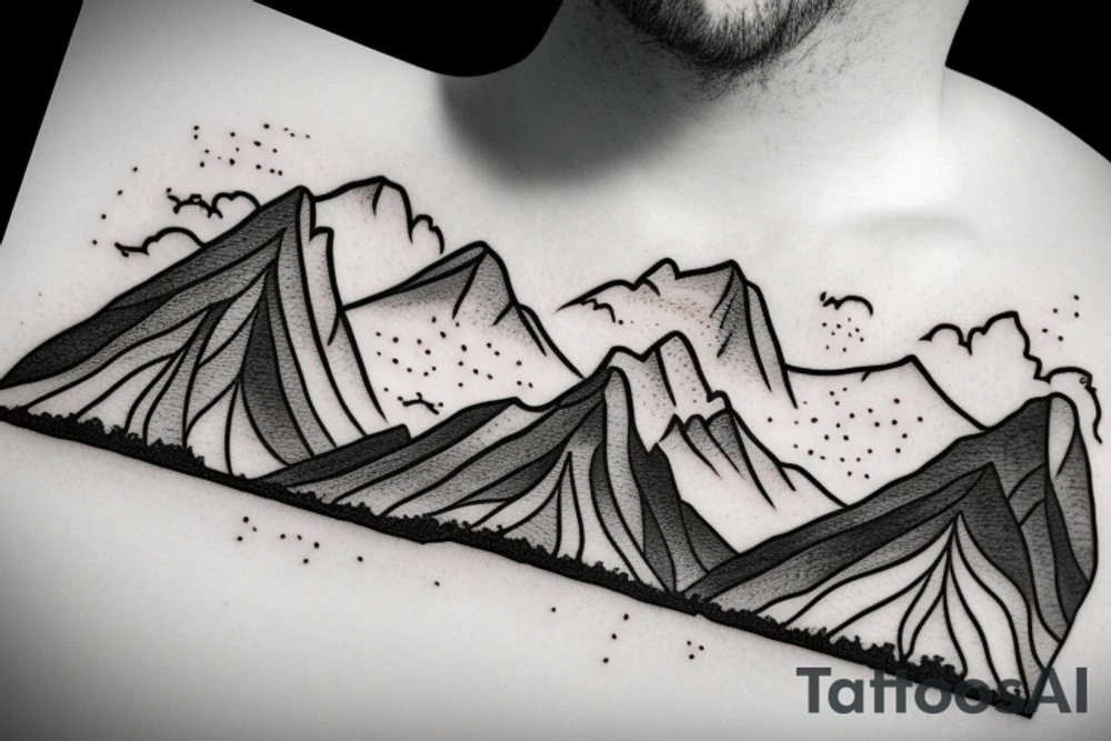A mountain lake with trees tattoo idea