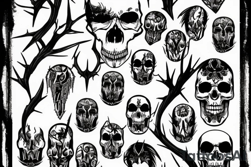 Skulls Thorns Dread Baddass Chains Barbed Wire tattoo idea