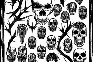 Skulls Thorns Dread Baddass Chains Barbed Wire tattoo idea