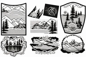 A mountain lake with trees tattoo idea