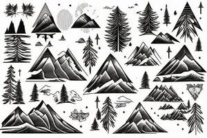 A mountain lake with trees tattoo idea
