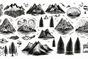 A mountain lake with trees tattoo idea