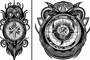 Compass-dragon minimalist tattoo idea