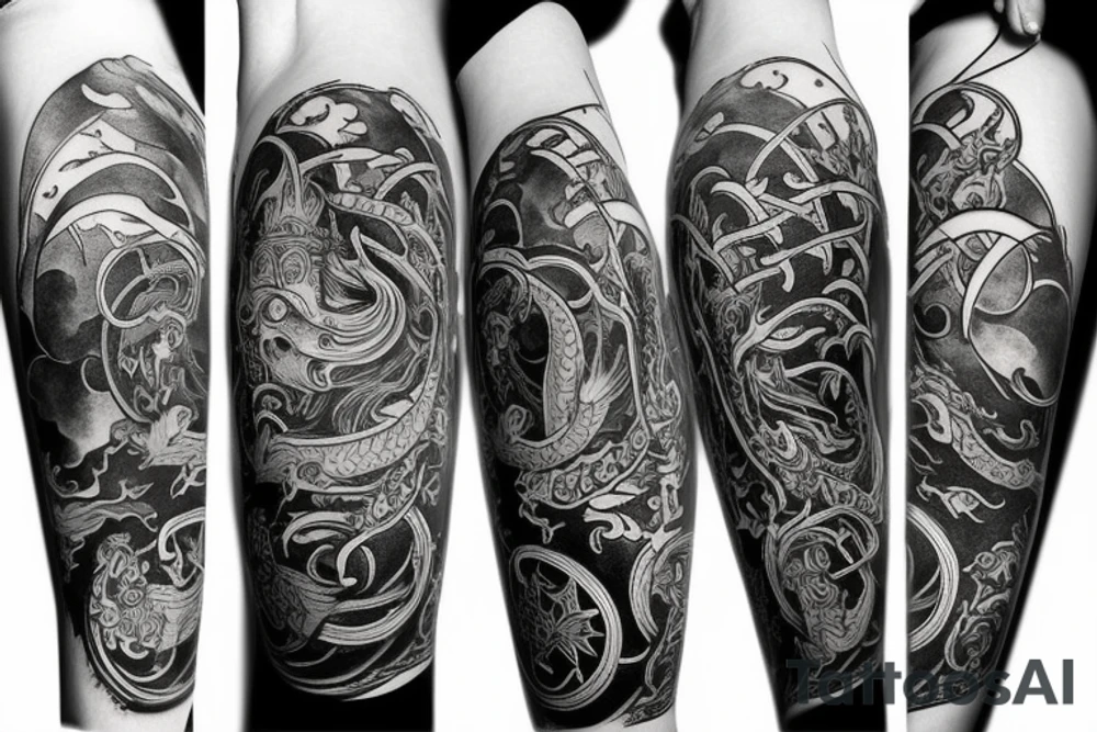 Compass-dragon minimalist tattoo idea