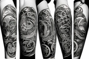 Compass-dragon minimalist tattoo idea