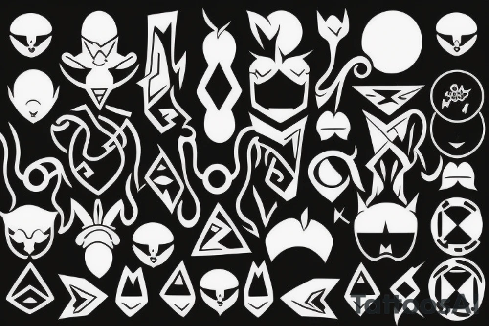 Light minimalistic graphic ornaments symmetrical tattoo idea