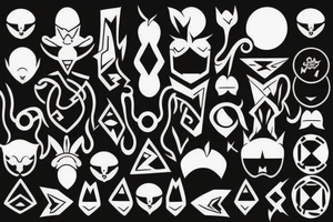 Light minimalistic graphic ornaments symmetrical tattoo idea