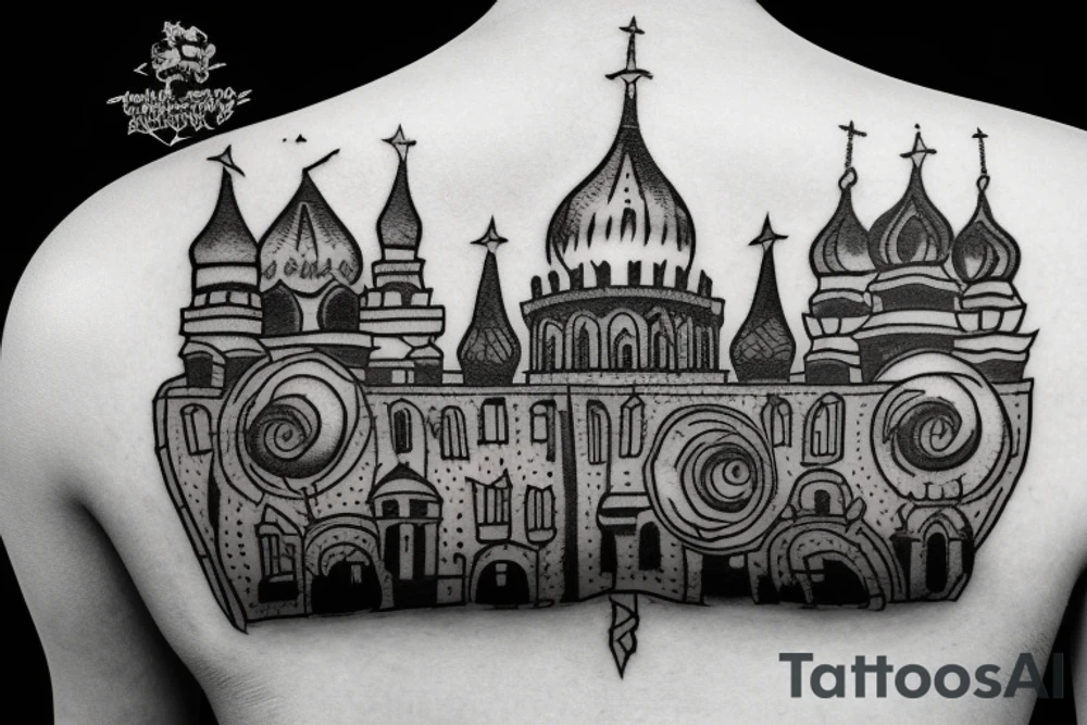 The Burning Kremlin in fire tattoo idea