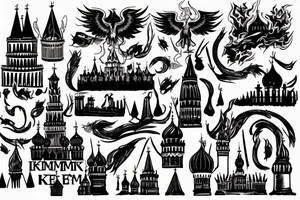 The Burning Kremlin in fire tattoo idea