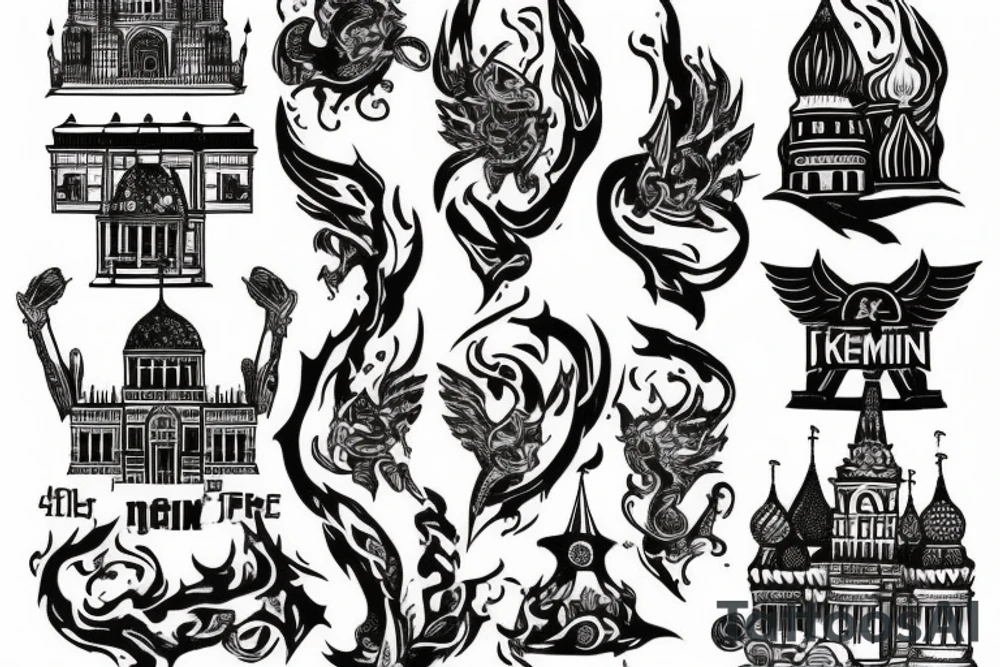 The Burning Kremlin in fire tattoo idea