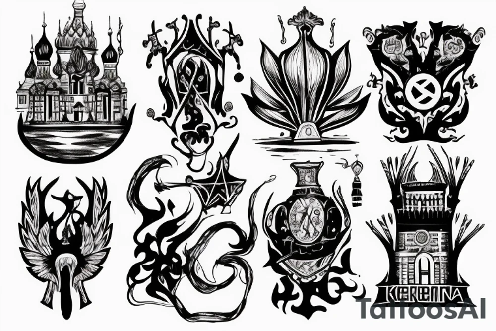 The Burning Kremlin in fire tattoo idea