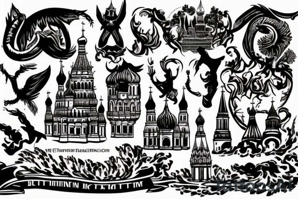 The Burning Kremlin in fire tattoo idea