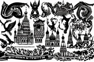 The Burning Kremlin in fire tattoo idea