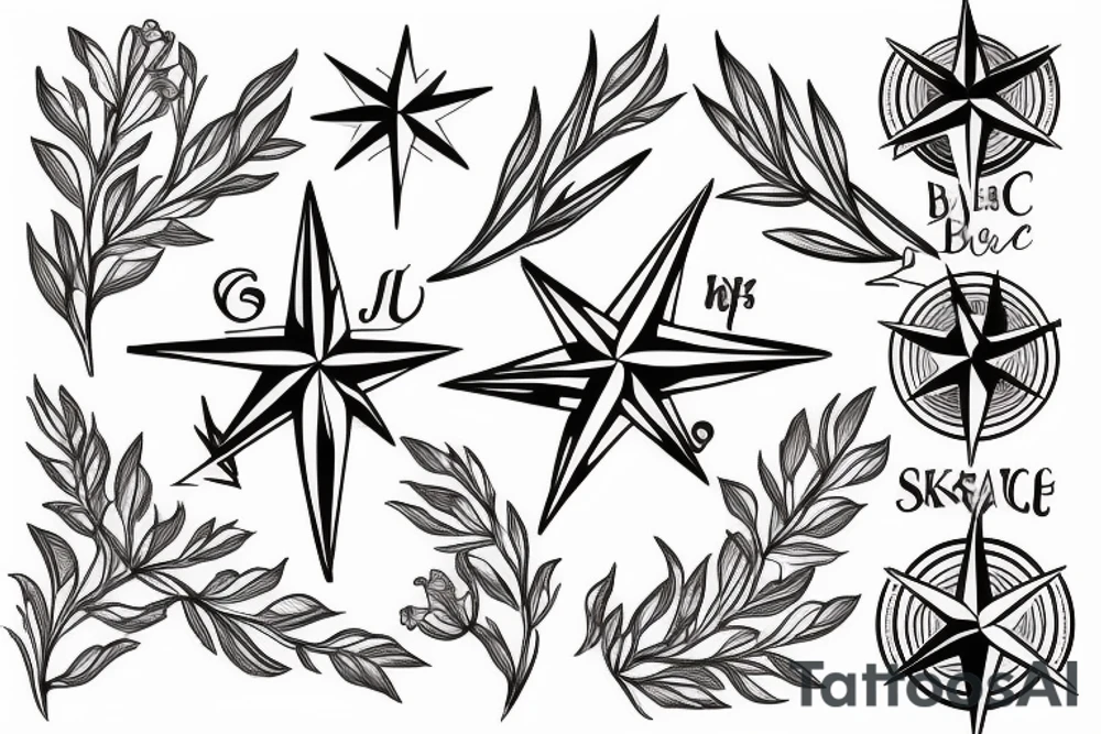 Lilac branch and compass tattoo idea
