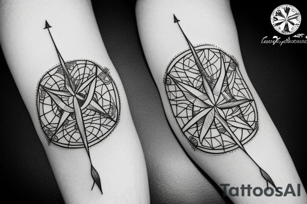 Lilac branch and compass tattoo idea
