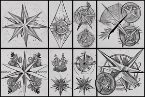 branch of lilac holding compass tattoo idea
