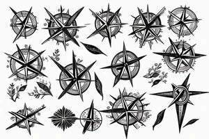 branch of lilac holding compass tattoo idea