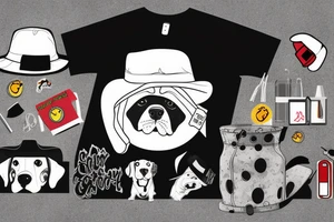 A dog with a coat and a bucket hat tattoo idea