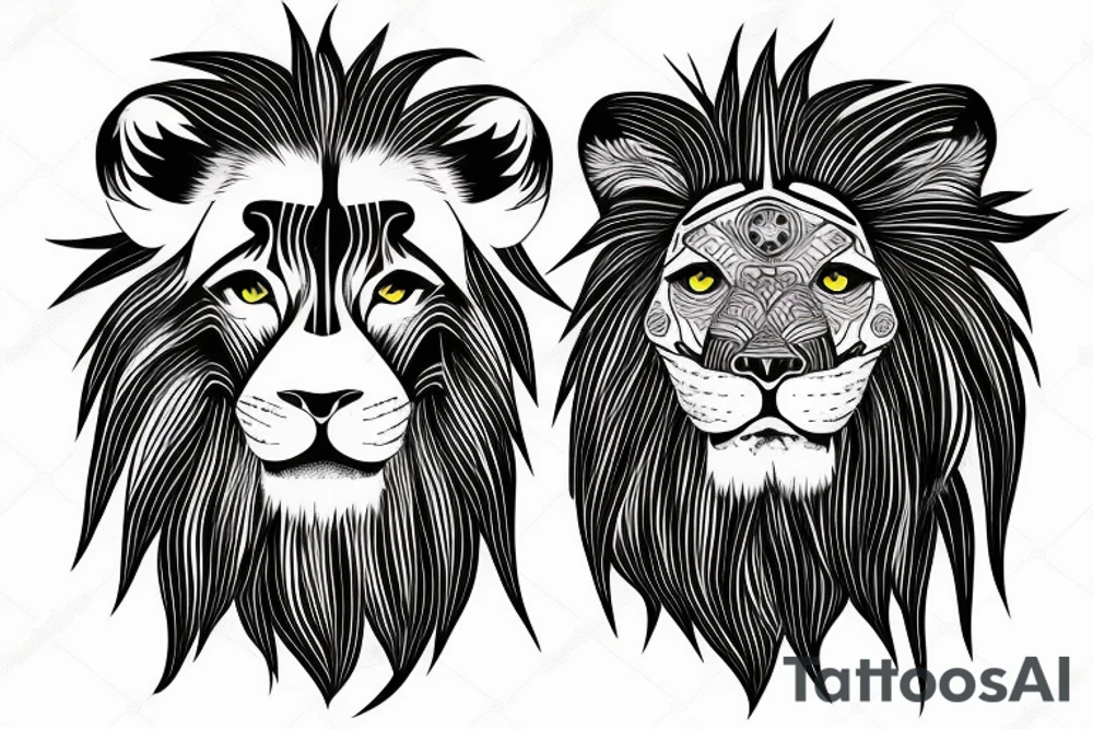 A lion head with a scar tattoo idea