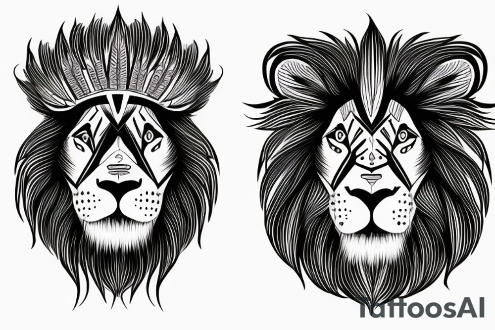 A lion head with a scar tattoo idea