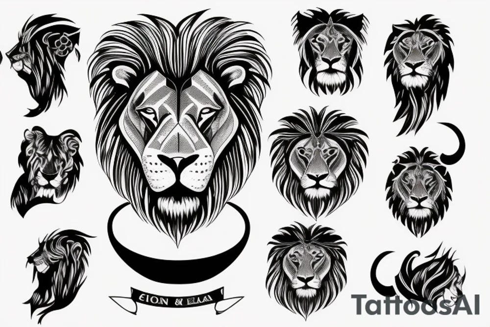 A lion head with a scar tattoo idea