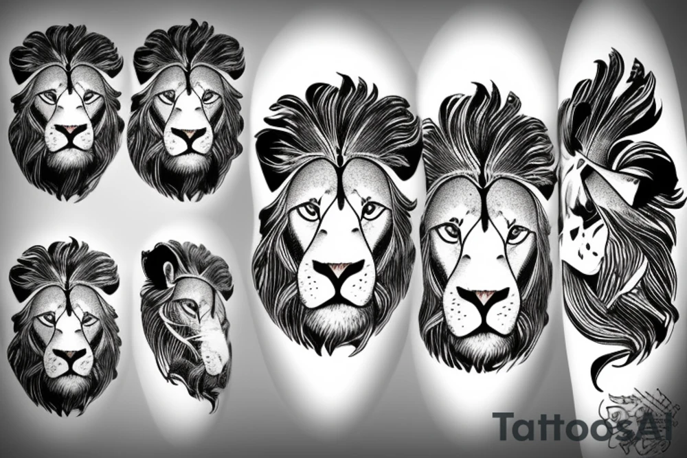A lion head with a scar tattoo idea