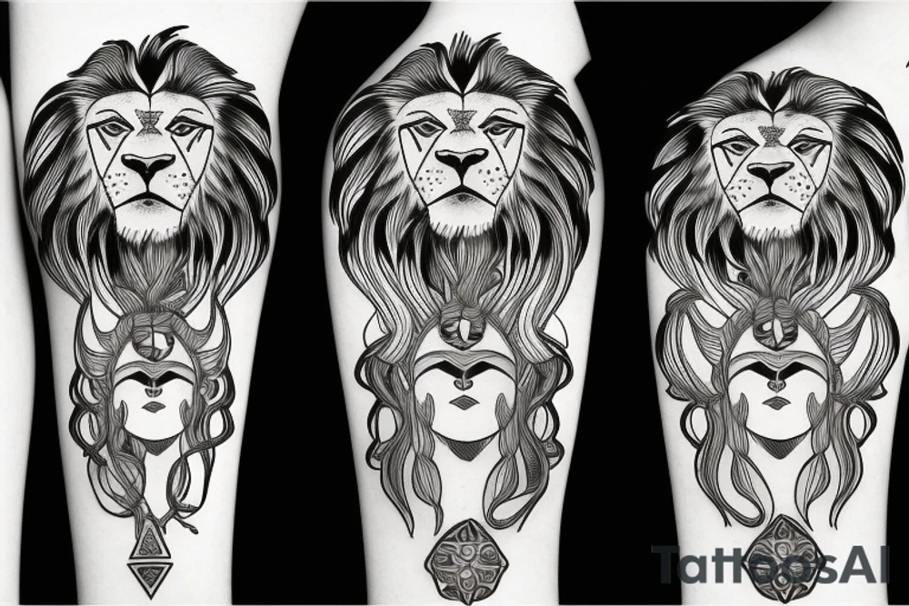 A lion head with a scar tattoo idea
