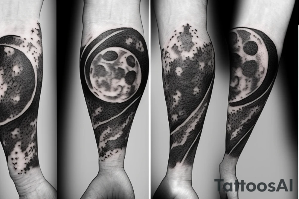 A moon split in half tattoo idea