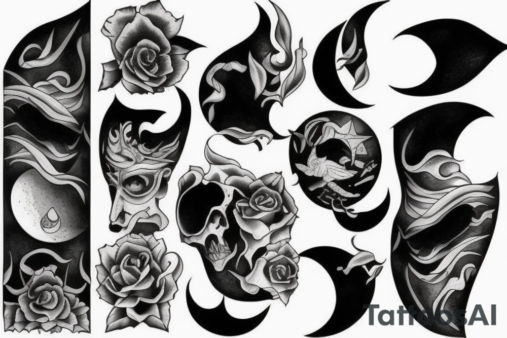 Half moon half son tattoo idea