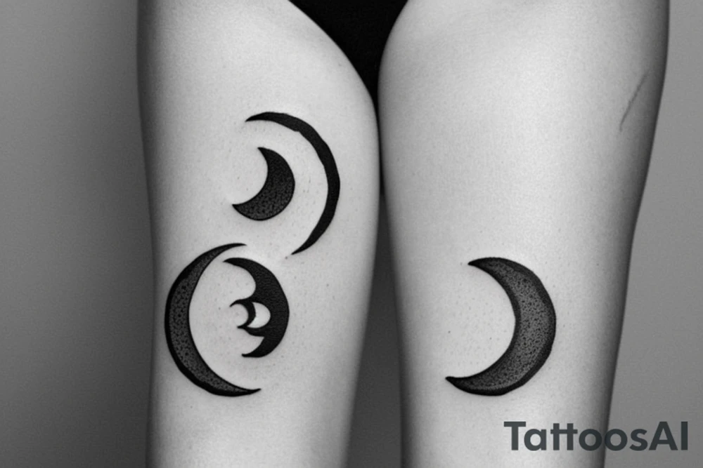 Half moon half sun tattoo idea