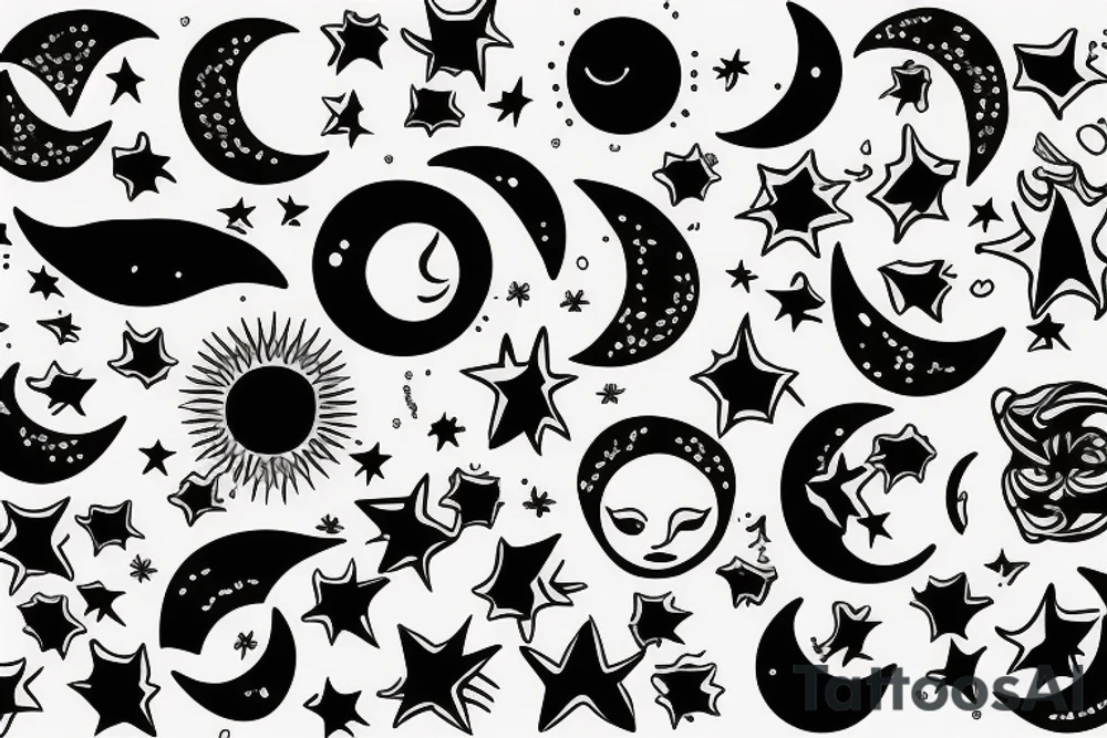 Half moon half sun tattoo idea
