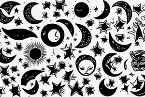 Half moon half sun tattoo idea