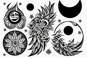Half moon half sun tattoo idea